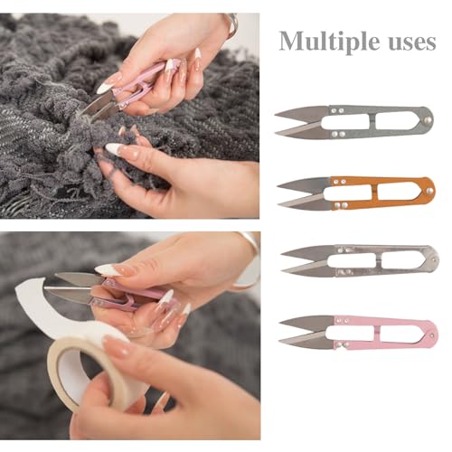 4 Pack 4.1-Inch High Carbon Steel Mini Sewing Scissors - Precision Craft Snips for Trimming Leaves, Sewing, Knitting, DIY Crafts & More