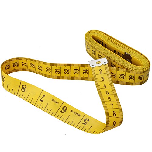 Wisdompro 120" Soft Tape Measure for Sewing, Cloth, Body Measuring, Yellow | PVC Fiberglass 300 cm Ruler, 0.75 Inch Wide, Tailor's Flexible Fabric Measurement, Indexed in Metric & Standard Units, Single - color: 120 Inch, 1 Pack Yellow