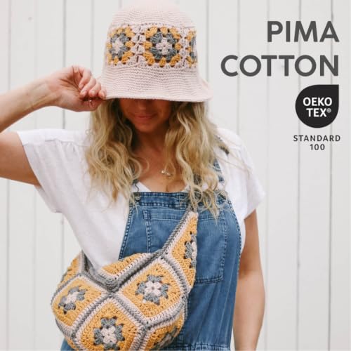 (1 Skein) Lion Brand Yarn Pima Cotton Yarn, Stone | 100% Pima Cotton Yarn for Knitting, Crochet, Crafts, Worsted Weight Fiber for Bags, Blankets, Shawls, Summer Hats, Clothes - color: Stone, size: 1 Pack