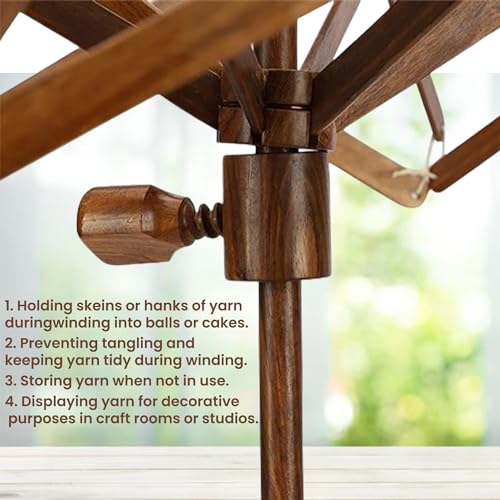 Hand Operated Yarn Ball Winder | Swift, Yarn, Wool, and String Holder| Knitting & Crochet Accessories Galaxy Indiacraft (Natural Rosewood)… - color: Umbrella Swft Natural Rosewood