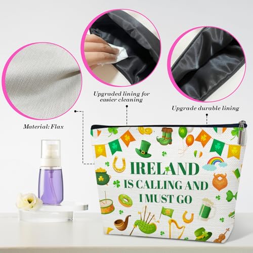 Ireland Gifts Makeup Bag for Women, City Themed Organizer | Ireland is Calling and I Must Go Cosmetic Bag for Traveller Lovers - color: multicolor0204