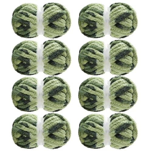 MABOZOO Tie Dye Chunky Yarn for Crocheting & Knitting, 8 Pack - Soft Plush Sage Green Fluffy Jumbo Chenille Yarn,Giant Thick Fuzzy Bulky(29 yds, 8 oz Each Skein) - color: Sage Green