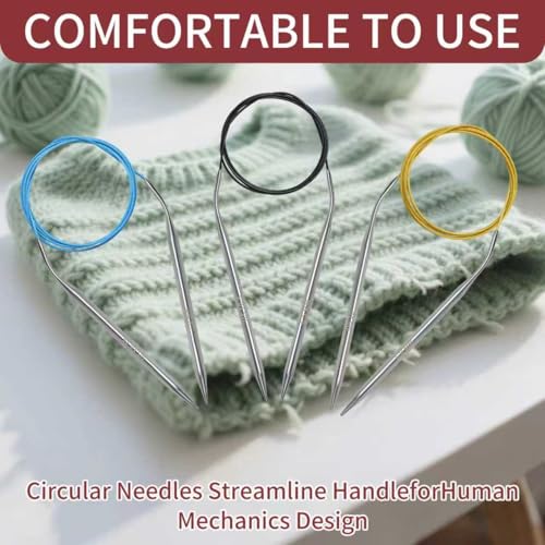 Soosui 2.0 mm Circular Knitting Needles US0, 47 inches/120 cm Curved Tail | For Beginners, Knitting Shawls, Scarves, Blankets, Large Projects - size: US0/2.0mm