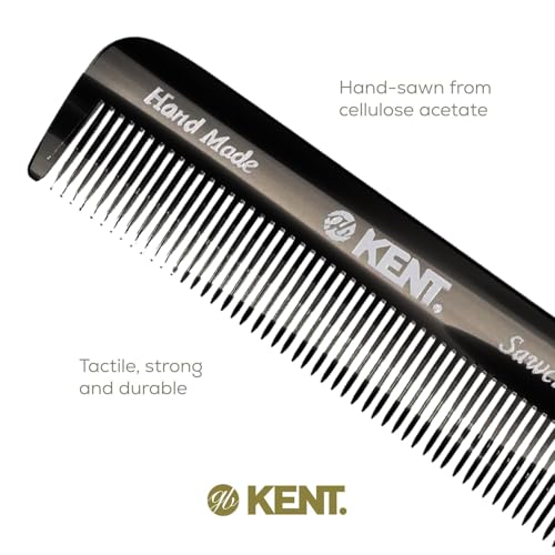 Kent FOT Black Graphite Fine Tooth Comb for Men - Handmade Pocket Comb for Travel, Styling, Fine or Thinning Hair, Mustache and Beard Care Handpolished Saw-Cut Made in England - color: Graphite, size: 1 Pack