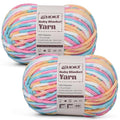 Fluffy Chunky Yarn for Crocheting, Chenille Crochet Yarn 6 Super Bulky, 2 Pack of 161 yds/7.76 oz Baby Blanket Yarn, Soft Velvet Yarns for Knitting Amigurumi&DIY Crafts/Hats/Socks(2 Candy) - color: 2 Candy