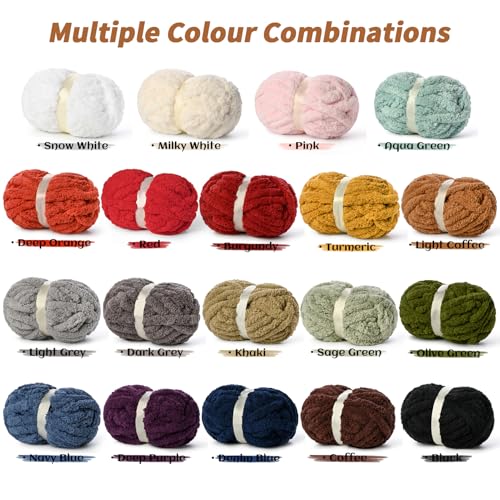 10 Pack of Jumbo Chunky Yarn for Hand Knitting,10# Super Bulky-Fluffy Chenille Yarn, 220 yds/70.5 oz Soft Thick Yarn for Crocheting Chunky Knit Throw Blankets.(Snow White) - color: 10 Snow White