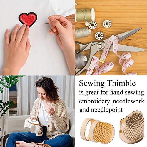 J.CARP 4Pcs Sewing Thimble, Metal Gold Sewing Thimble Finger Protector, Adjustable Finger Shield Ring Fingertip Thimble Sewing Quilting Craft, Accessories DIY Sewing Tools (2 Sizes, S/M) - color: Style1-Gold 2