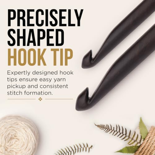 Lantern Moon Ebony Wood Single Ended Crochet Hook | US Size G (4mm) - size: US G (4mm)
