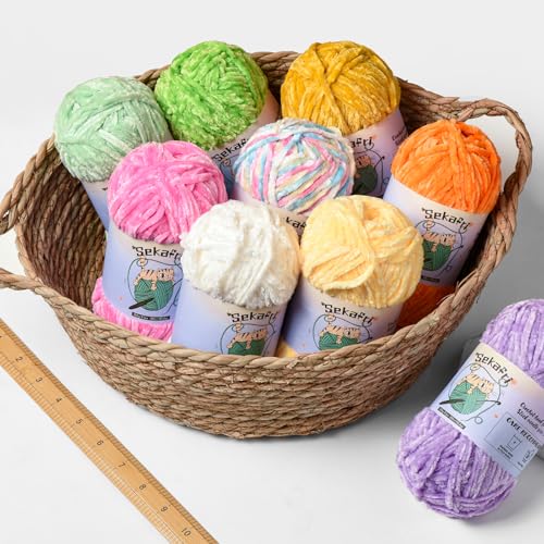 3 Pack Fuzzy Chenille Yarn for Crocheting,Velvet Baby Blanket Yarn for Crocheting,Soft Plush Yarns for Hand Knitting,(300 g/393yds) Fluffy Amigurumi Crochet Yarns (3 Khaki) - color: 3 Khak