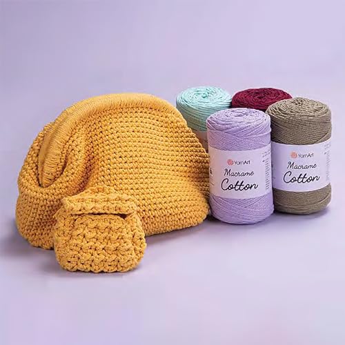 YarnArt Macrame Cotton – 80% Cotton, 20% Polyamide Macrame Cord, Medium Weight, 8.8 oz (250g), 246 yds – Knitting, Crochet & Unique Macrame Crafts (783-Petrol Green) - color: 783-petrol Green