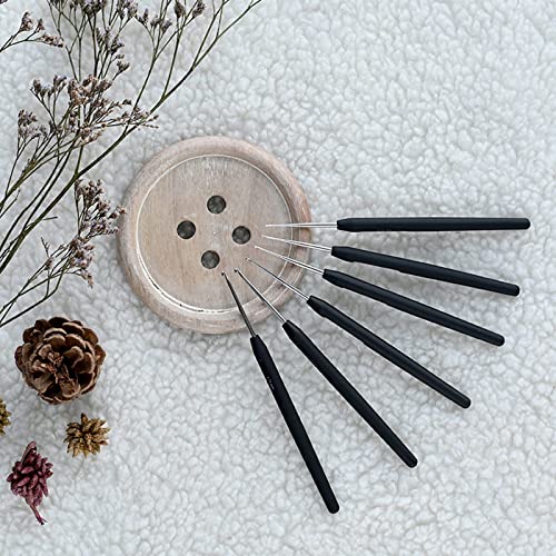 KnitPro Steel Single-Ended Crochet Hook with Black Soft Handle | 0.75 mm - size: 0.75 mm