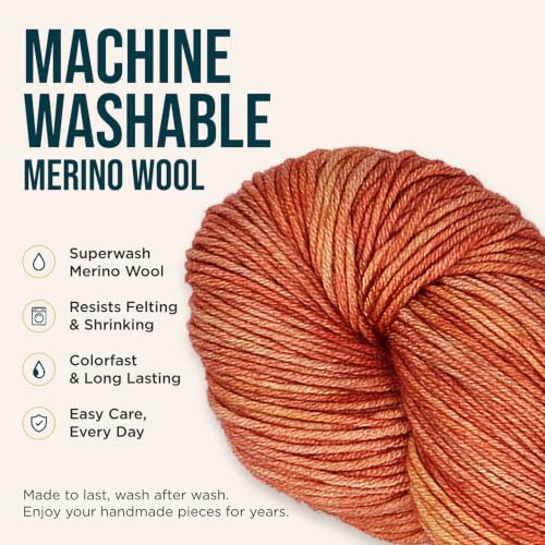 KnitPro Symfonie DK Weight Merino Wool Yarn 240yds, 100g, Apricot | 100% Extrafine Merino, Hand Dyed, OEKO-TEX Certified, Superwash, Colorfast, #3 Yarn Skein for Knitting & Crochet - color: Apricot