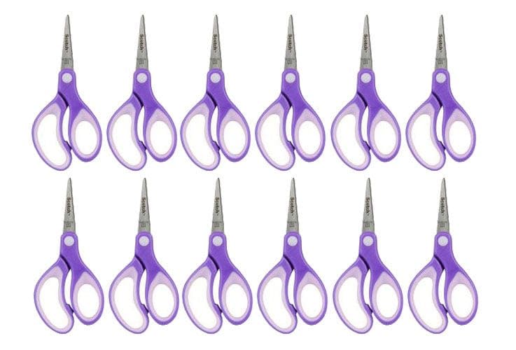 Scotch 5" Soft Touch Blunt Kid Scissors, Purple, 12 Count, Teacher's Pack | Ideal for school supplies and classroom projects - size: 12 count - pointed