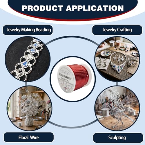 9 Gauge Aluminum Craft Wire Red 40FT 3mm, Jewelry Making, Flexible Bendable Armature Wire for Sculpting, Floral Crafts, Metal Wire Wrapping, DIY Art Projects & Wreath Making - color: Red, size: 9gauge