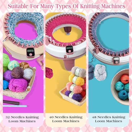 Knitting Machine Counter, Row Counter for Circular Knitting Machine, Attachable Magnetic Suitable for 32/40/48 Needle Row Digital Counter - color: Pink