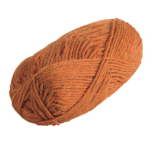 Knit Picks Wool of the Andes Orange 100% Wool Yarn Pack for Knitting | 10 skeins (500g total) of soft worsted weight crocheting yarn in Persimmon Heather color, good for felting. - color: Persimmon Heather