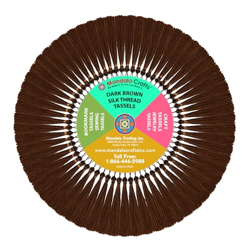 Mandala Crafts 100 Small Dark Brown Bookmark Tassels with Loops for Crafts | Machine Washable, Polyester Mini Craft Tassels for Jewelry Making, Graduation Decorations, Keychains, Gift Tags & Ornaments - color: Dark Brown, size: 5.5 Inches