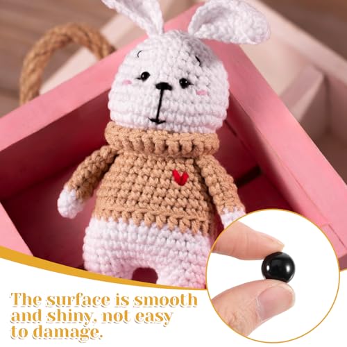 320 PCS Sew On Safety Eyes Buttons, Crochet Eyes for Animals 8mm to 15mm Plastic Mushroom Domed Sewing Doll Eye for Crafts for DIY Stuffed Animals Amigurumis Crochet Doll Making