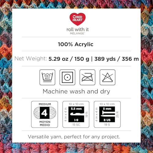 Red Heart Roll with it Melange Catwalk - color: Catwalk, size: 1 Pack, style: Roll With It Melange