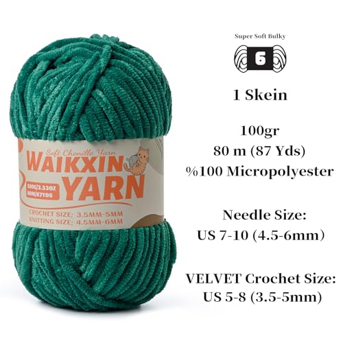 （4 Green） 4 Pack Super Soft Fuzzy Chenille Chunky Yarn for Crocheting, 400g (350yds) Velvet Fluffy Amigurumi Yarn for Hand Knitting Baby Blankets Weaving Craft - color: 4 Green