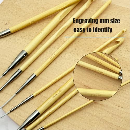 Weabetfu 32-Inch Bamboo Tunisian Crochet Hook with Steel Cable,8mm | Afghan Crochet Hooks Needles for Handmade Creative DIY and Carpet Rug Blanket Weaving Knitting Needles - size: 8mm