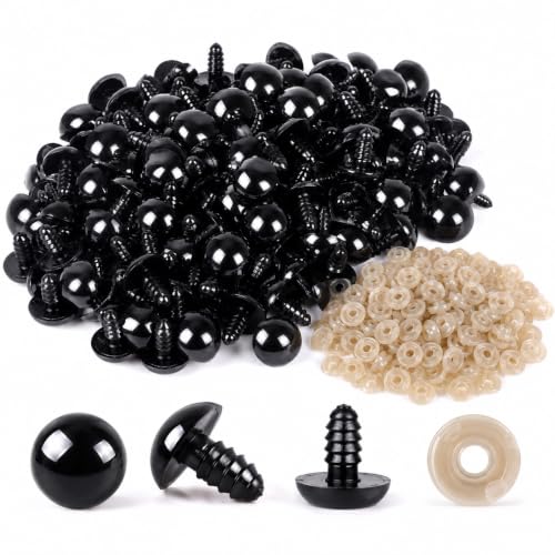 SUCHCOSY 150pcs (Eyes and Washers: 300pcs) Safety Eyes for Amigurumi 14mm Plastic Crochet Doll Eyes with Washers for Knitting Crochet Crafts.Black - size: 14mm