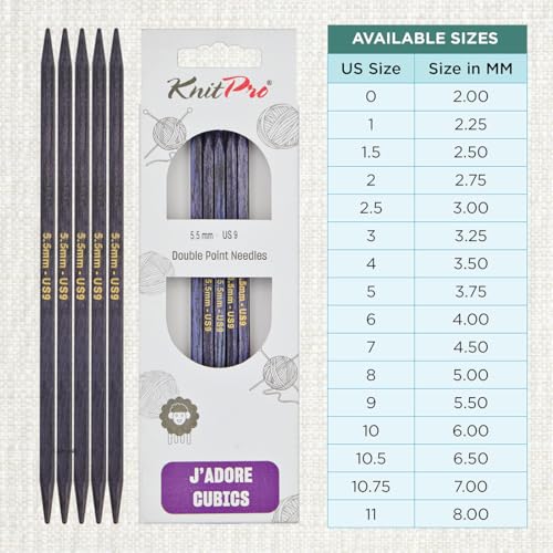 KnitPro J’Adore Cubics Double Pointed Needles 6" (15cm) | US Size 9 (5.5mm) - size: US 9 (5.5mm)