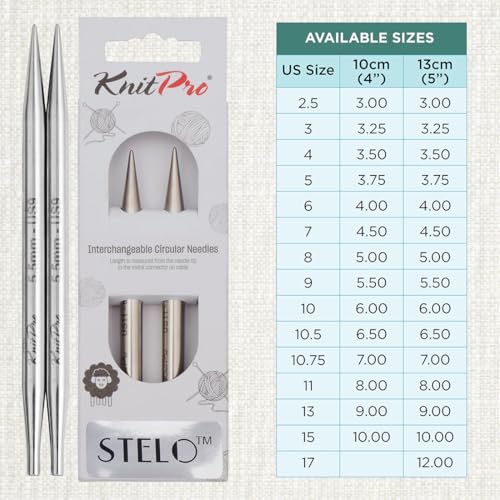 KnitPro Stelo Lace Interchangeable Tips 4" (10cm) | US Size 9 (5.5mm) - size: US Size 9 (5.5mm)