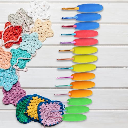 MEYAGO 5PCS Crochet Hook Grips Set Ergonomic Crochet Hook Handle Multi-Size Ergonomic Crochet Hook Handle Attachment - Fits 2mm to 10mm Hooks - size: 2mm to 10mm