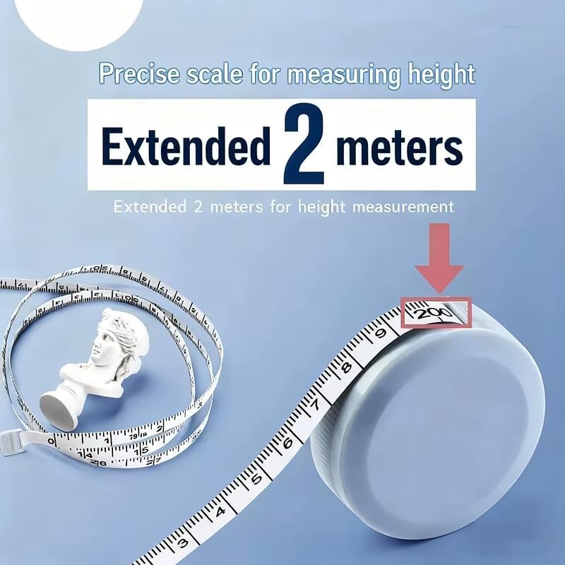 1-Pack 2M Soft Tape Measure, Dual-Scale Flexible Ruler for Body Sewing & Tailoring, Retractable Cloth Measuring Tape for Body Metrics & Craft Projects (Blue)