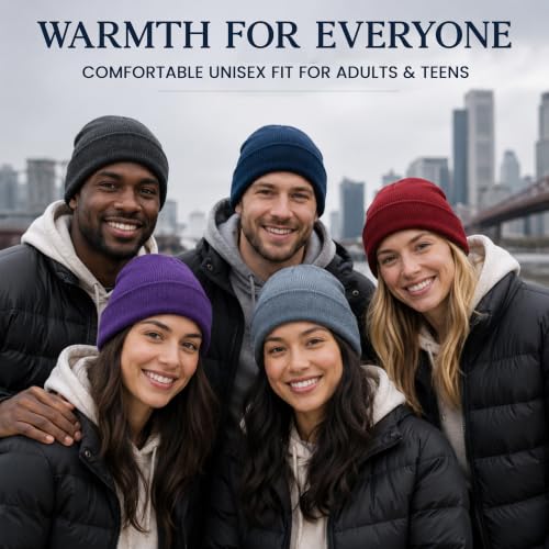 Yacht & Smith Wholesale Beanie and Glove Winter Bulk Kit, Kids Adults Bulk Sets, Homeless Donation Shelters - color: 12 Packs Adult Assorted Solid Beanies
