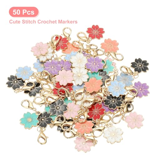 PATIKIL Flower Crochet Stitch Markers, Knitting Cherry Blossom Charm Marker for DIY Craft - color: Multicolor
