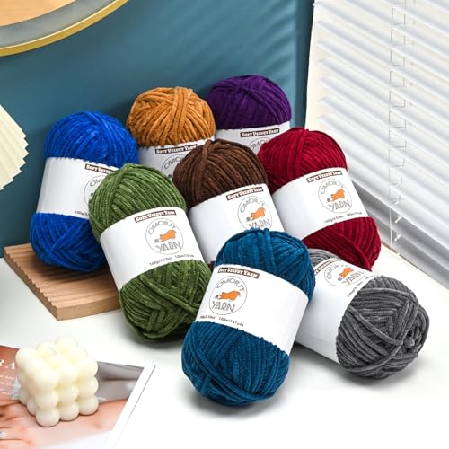 3 Pack Khaki Fluffy Velvet Yarn for Crocheting, Chunky Chenille Baby Blanket Yarn for Crocheting, Soft Fuzzy Puzzle Yarn for Knitting,(100g/3.53oz Each) Bulky Thick Amigurumi Crochet Yarns - color: 3 Khaki