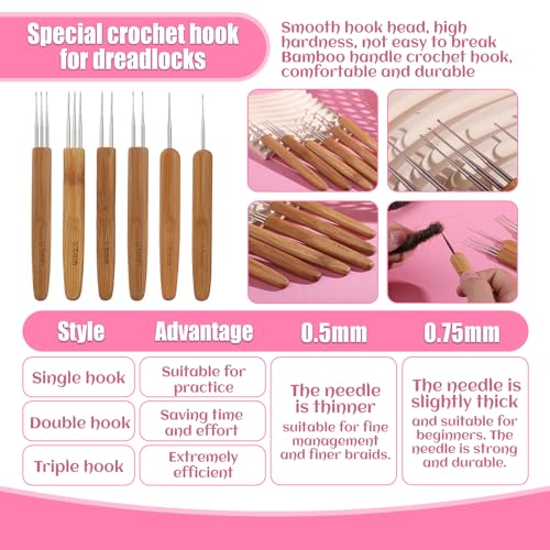 kgxulr Dreadlock Crochet Hooks, 250PCS Crochet Needles for Hair, Latch Hook | Crochet Needle for Locs, Small Crochet Hooks for Hair, Loc Crochet Needle for Hair Braiding, MultipleSizes Hair Locking Tool - size: 250 PCS