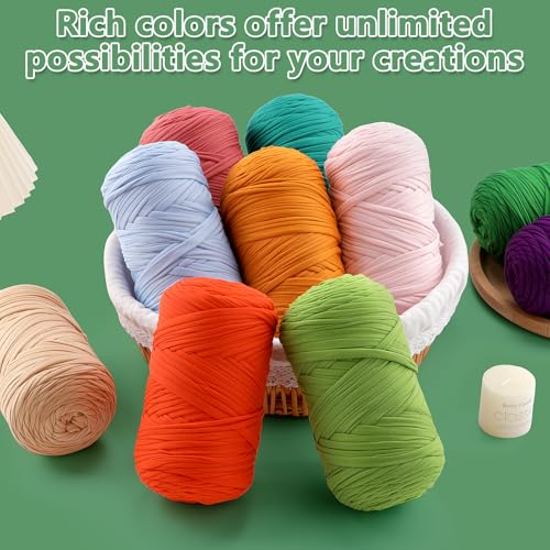 2 Pack Soft T-Shirt Yarn for Crochet, T Shirt Yarns for Crocheting Crafts, Bags, Basket, Coaster, Tshirt Yarns - 800 G/260 Yds with 1 Crochet Hook (2, Black Green) - color: Black Green