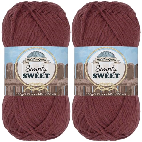 JubileeYarn Simply Sweet Yarn - 100g/Skein DK Cotton Blend - Plum Raisin - 2 Skeins - color: 003 Plum Raisin, size: 2 Skeins