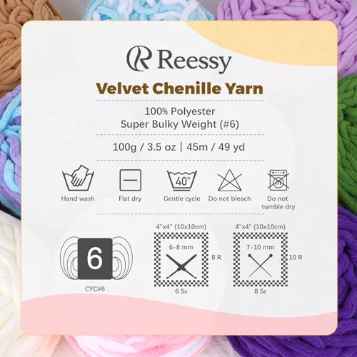 Super Bulky Chenille Yarn for Crocheting – 4 Pack of 100g/3.5oz, CYC #6 Super Bulky Weight Rope-Like Chunky Yarn, Fuzzy Matte Thick for Crocheting Blankets, Bags & Rugs (Cream White) - color: Cream White