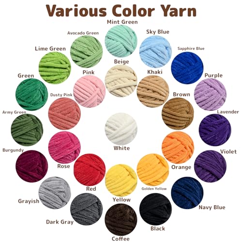 OMoiout Chunky Chenille Yarn for Crocheting, 2 Pack Soft Baby Blanket Yarn, #7 Super Bulky, Chunky Knit Blanket Crochet Yarn, 14 oz/218.7 yds Fluffy Velvet Amigurumi Yarn(2 Coffee) - color: [2 Coffee]