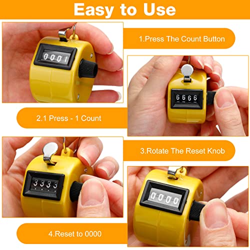 Hoteam Handheld Tally Counter 4 Digital Number Count Clicker Counter Hand Mechanical Pitch Clicker for Coaching,Knitting, People, Lap, Fishing, Golf Sport Row