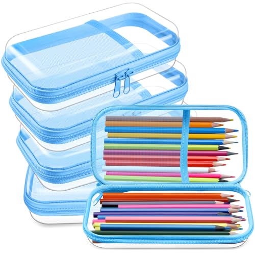 Sanwuta 4 Pcs Clear Hard Shell Zipper Case Plastic Case, Blue - color: Blue