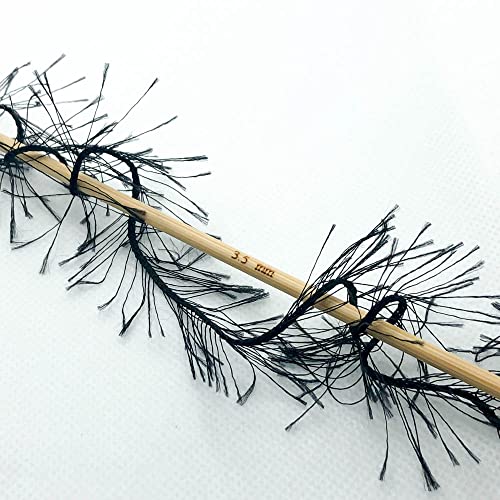 Eyelash Fun Fur Yarn for Crochet, Knitting & Crafts, Black, 2-Pack | 100% Polyester, 100 g (3.53 oz), 175 yd (160 m), Ideal for Amigurumi, Graduation Leis, Bags, Rugs, Scarves & Plush Toys - color: Black, size: 2 Pack