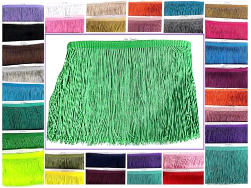 5 Yards of 4" Long Chainette Fringe Thread Yarn Tassel Trim Braid Fringe for Crafts Sewing and Decor-Green - color: Green, size: Value 5 Yards