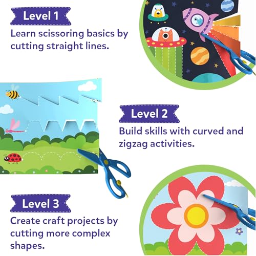Skillmatics Snip Snip, Scissor Skills, Felt Craft Activity, Gift for Kids | Cutting Activity Book, Safety Scissors, Fine Motor Skills for Preschool, Screen-Free, Learning Toy, Toddlers, Ages 3, 4, 5, 6 - style: 1. Multi-Theme