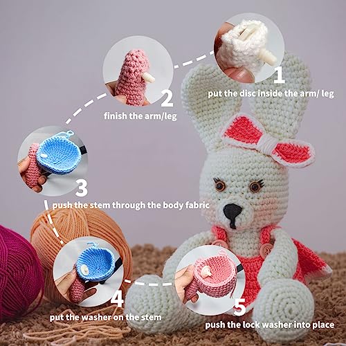 RuWfpz Doll Joints for Amigurumi Crochet 45mm 20 Sets Plastic White 1-3/4" | Add More Flexibility, Toy Safety Joints for Stuffed Animals, Movable Amigurumi Crafts Teddy Bear Joints for Arm Leg Neck - size: 45 mm