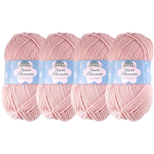 JubileeYarn Snow Blossom Yarn - DK Superwash Wool - Sakura - 4 Skeins - color: 17 Sakura, size: 4 Skeins