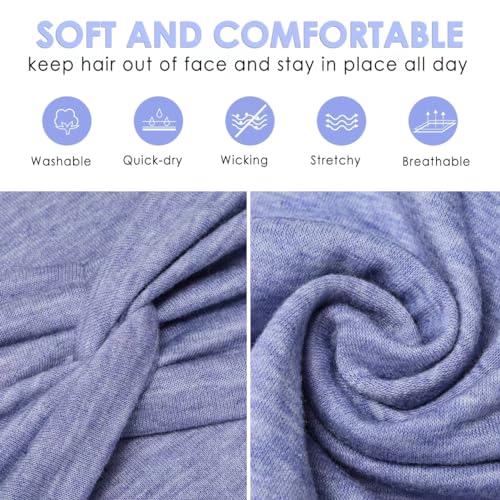 HAUHC Extra Wide Headbands for Women, 7'' Large Cotton Like Turban Knotted Bandana Head Bands for Women Non Slip, Boho Headbands for Women's Hair (6Pcs Bright Colors, Extra Large 7" Wide) - color: 6Pcs Bright Colors
