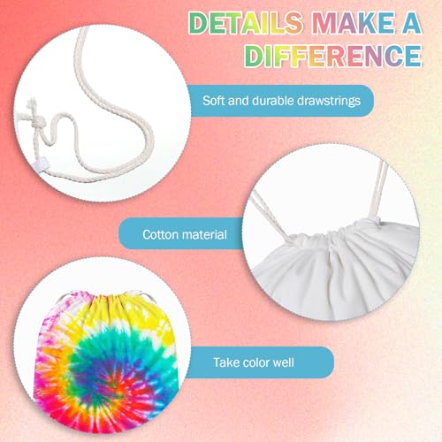 Abbylike 150 Pcs Tie Dye Cotton Drawstring Bag Bulk Sublimation Blank Backpack Canvas Drawstring Tote Bag Items to Tie Dye - size: X-Large