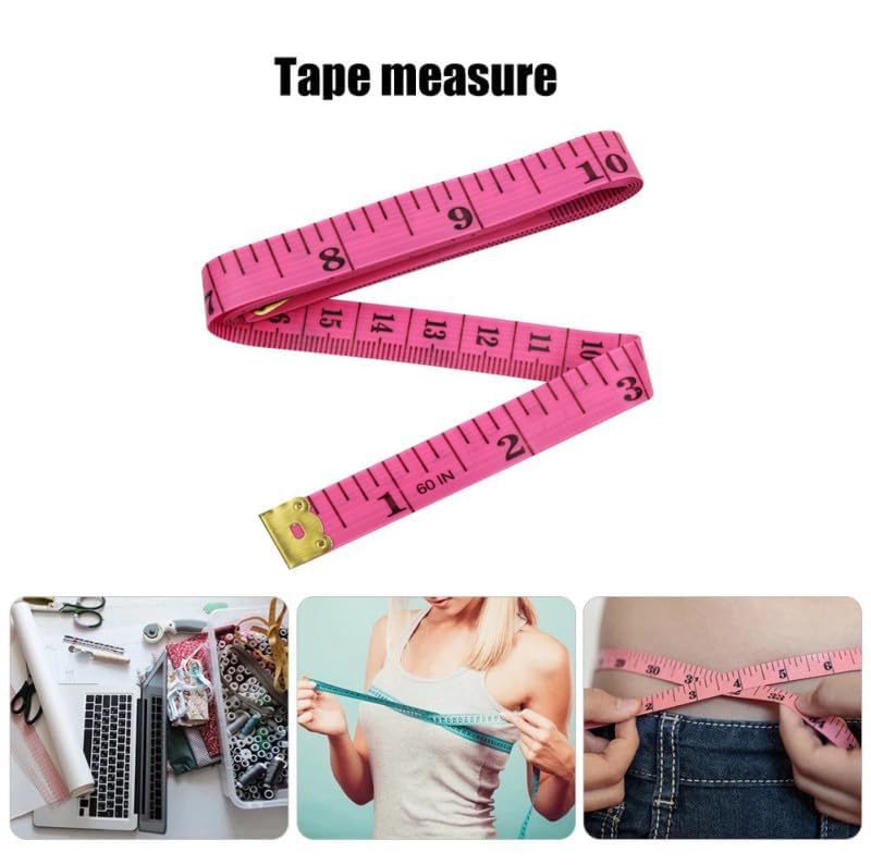 Pink Flexible Tape Measure, 60 Inch/150cm Double-Sided PVC Fiber Tape for Waist, Height, Body Measuring and Sewing Crafts, Sewing Tape Measures, Tape Measures