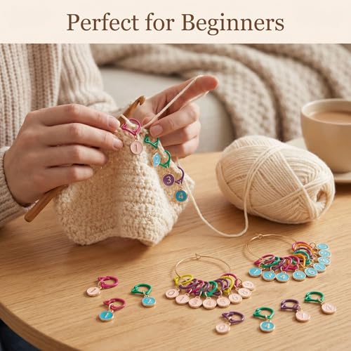 Blingcute 20-Piece Cat Numbered Stitch Markers for Crochet and Knitting | Numbered 0-9 markers in pink and blue - color: Blue and Pink