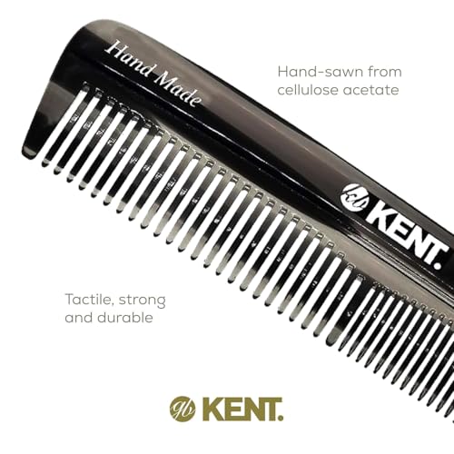 Kent R7T Fine and Wide Tooth Hair Comb, Handmade Pocket Comb for Men, Best Beard Comb and Mustache for Everyday Grooming and Styling, Sawcut Made in England - color: Graphite, size: 6 Pack
